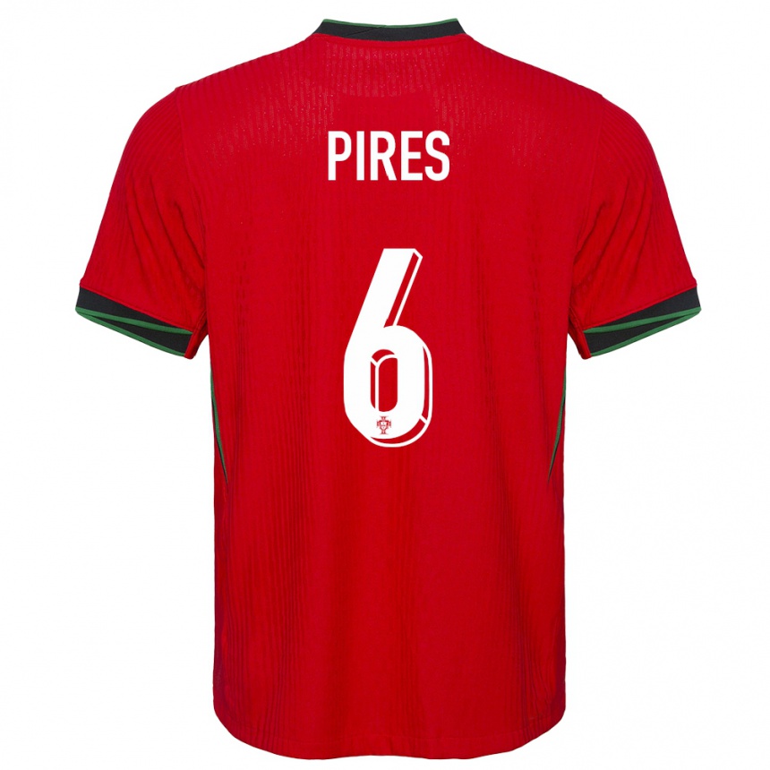 キッズフットボールポルトガルスザンヌ・ピレス#6赤ホームシャツ24-26ジャージーユニフォーム
