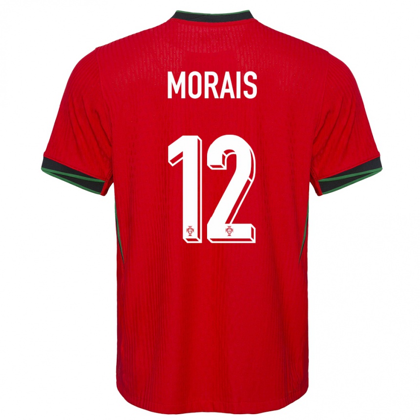 キッズフットボールポルトガルパトリシア・モライス#12赤ホームシャツ24-26ジャージーユニフォーム