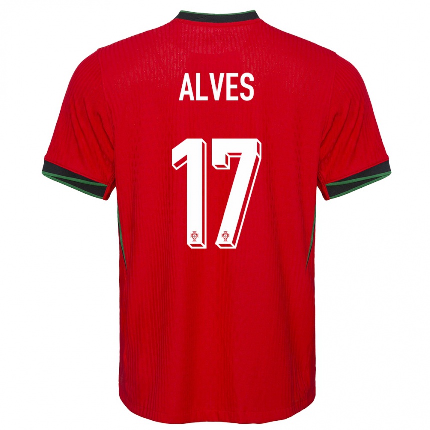 キッズフットボールポルトガルルシア・アルベス#17赤ホームシャツ24-26ジャージーユニフォーム