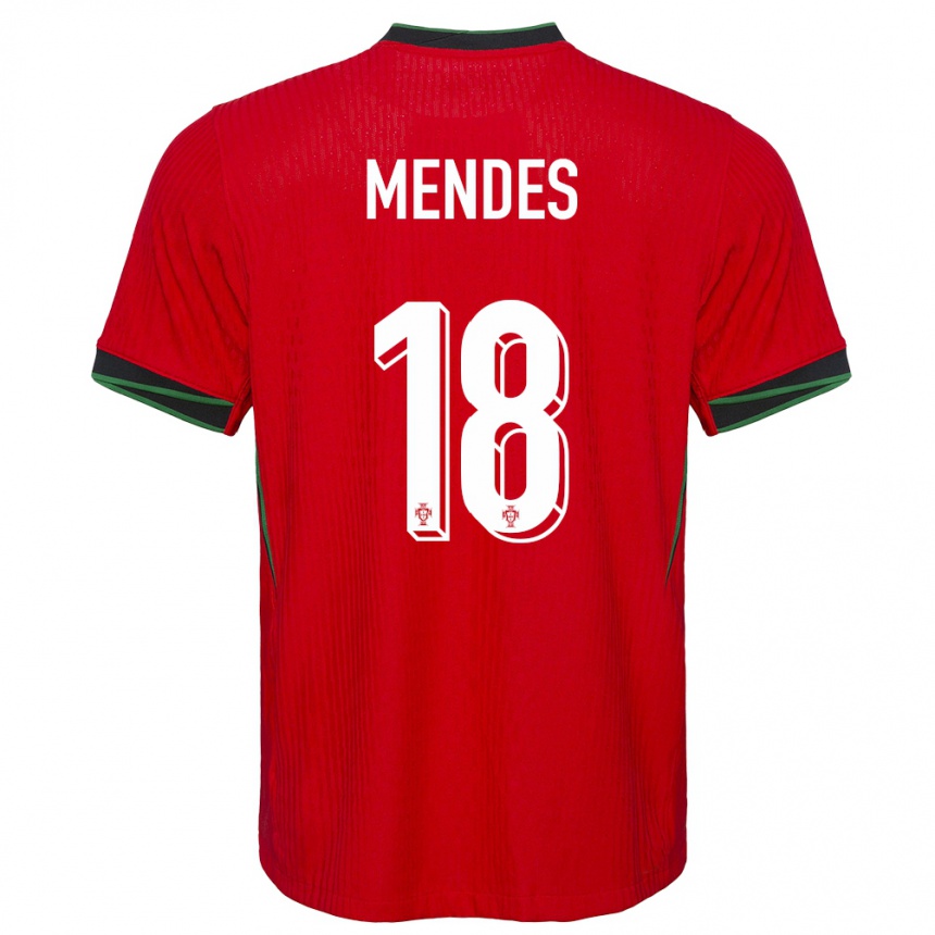 キッズフットボールポルトガルカロリナ・メンデス#18赤ホームシャツ24-26ジャージーユニフォーム