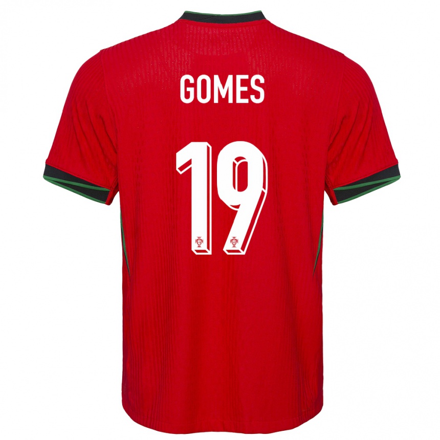 キッズフットボールポルトガルダイアナ・ゴメス#19赤ホームシャツ24-26ジャージーユニフォーム