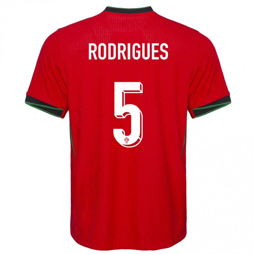 キッズフットボールポルトガルラファエル・ロドリゲス#5赤ホームシャツ24-26ジャージーユニフォーム