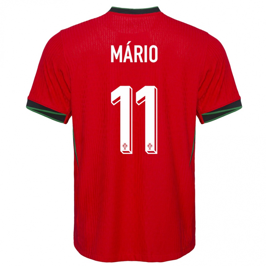 キッズフットボールポルトガルジョアン・マリオ#11赤ホームシャツ24-26ジャージーユニフォーム