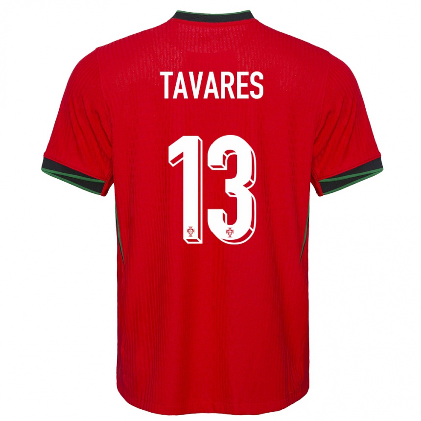 キッズフットボールポルトガルヌノ・タヴァレス#13赤ホームシャツ24-26ジャージーユニフォーム