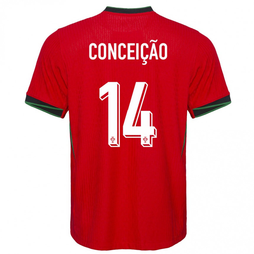 キッズフットボールポルトガルロドリゴ・コンセイソン#14赤ホームシャツ24-26ジャージーユニフォーム