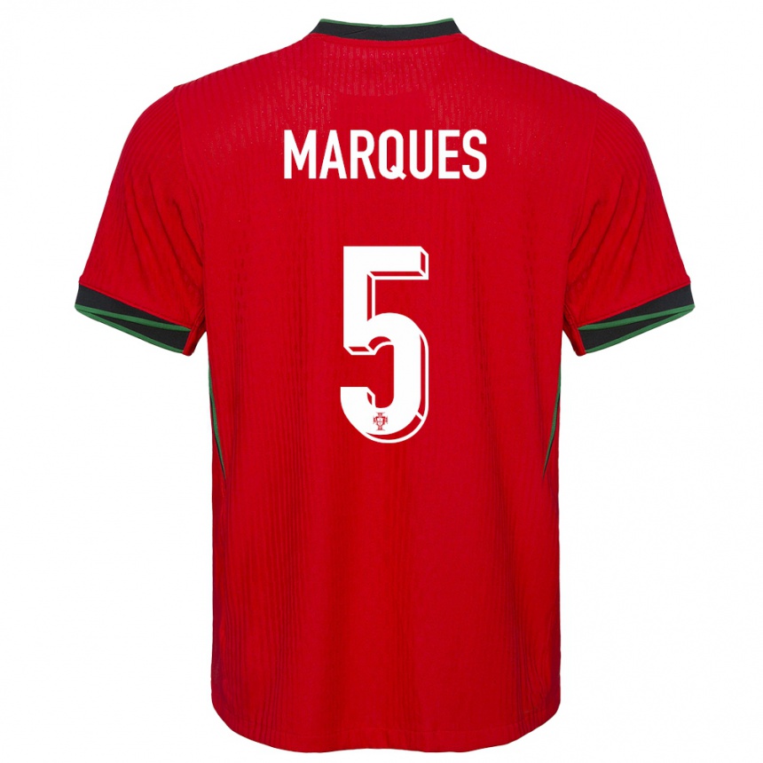 キッズフットボールポルトガルマーティム・マルケス#5赤ホームシャツ24-26ジャージーユニフォーム