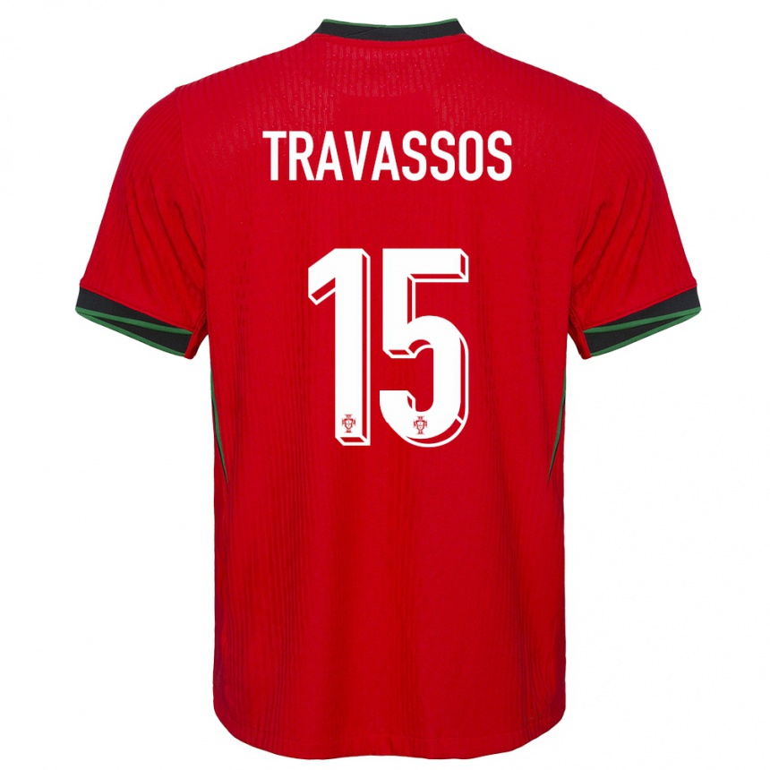 キッズフットボールポルトガルディオゴ・トラヴァソス#15赤ホームシャツ24-26ジャージーユニフォーム