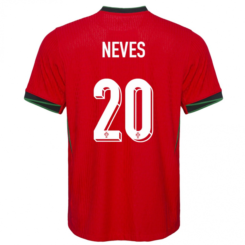 キッズフットボールポルトガルジョアン・ネベス#20赤ホームシャツ24-26ジャージーユニフォーム