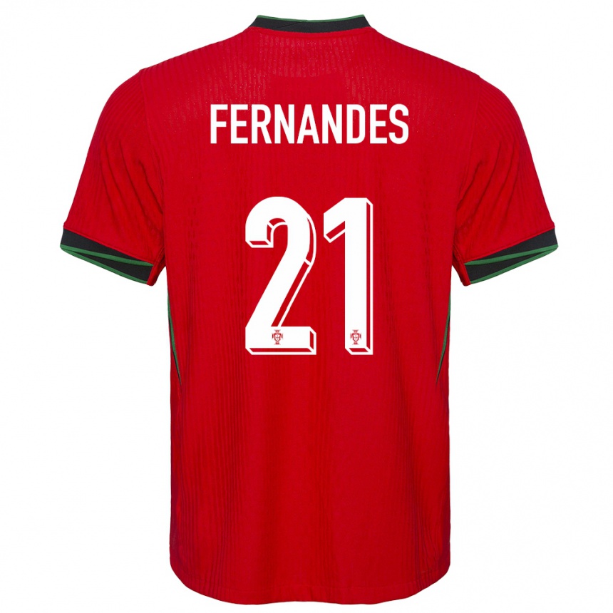 キッズフットボールポルトガルマテウス・フェルナンデス#21赤ホームシャツ24-26ジャージーユニフォーム