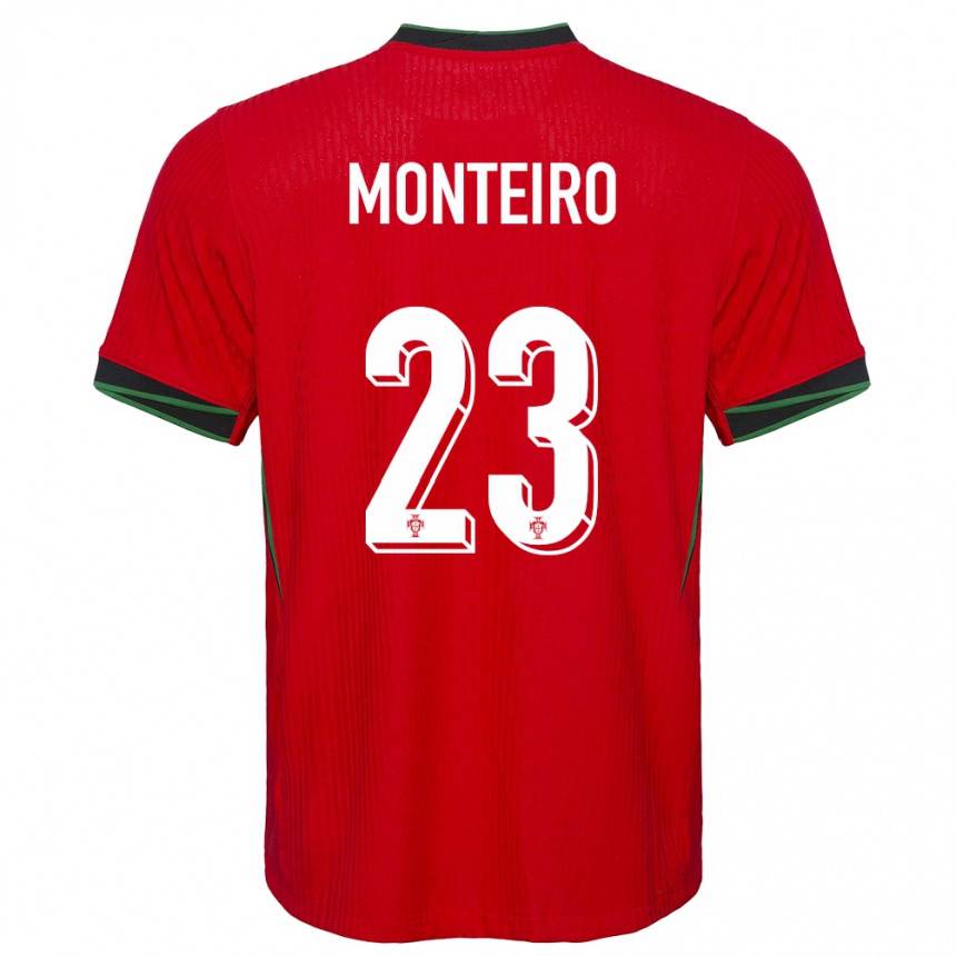 キッズフットボールポルトガルデビッド・モンテイロ#23赤ホームシャツ24-26ジャージーユニフォーム