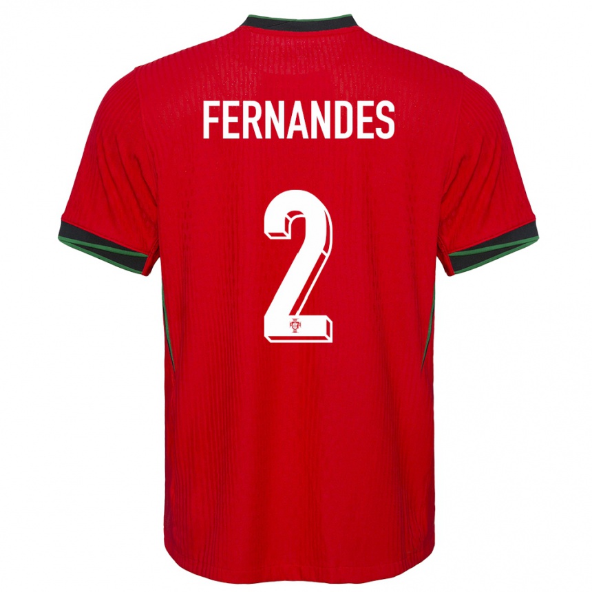 キッズフットボールポルトガルマルティム・フェルナンデス#2赤ホームシャツ24-26ジャージーユニフォーム