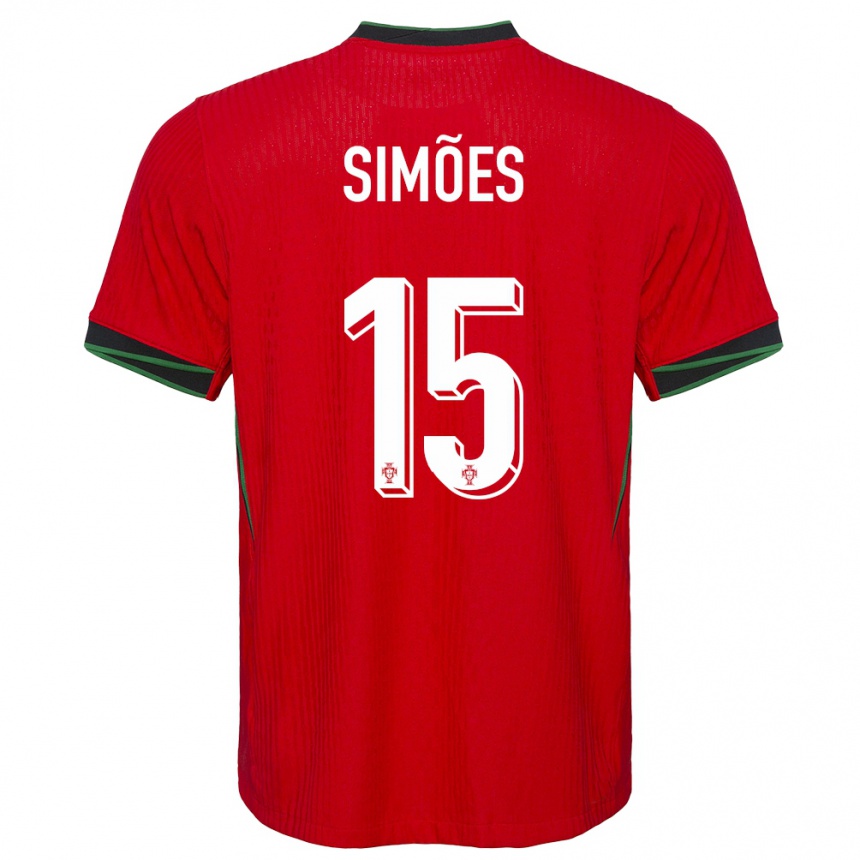 キッズフットボールポルトガルジョアン・シモース#15赤ホームシャツ24-26ジャージーユニフォーム