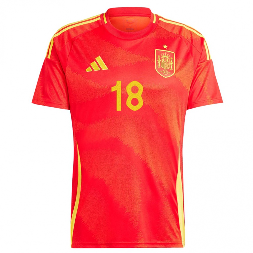 キッズフットボールスペインロドリゴ・メンドーサ#18赤ホームシャツ24-26ジャージーユニフォーム