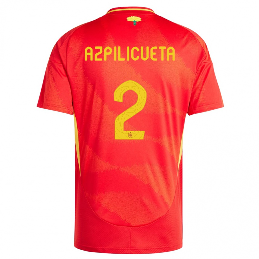 キッズフットボールスペインセサル・アスピリクエタ#2赤ホームシャツ24-26ジャージーユニフォーム