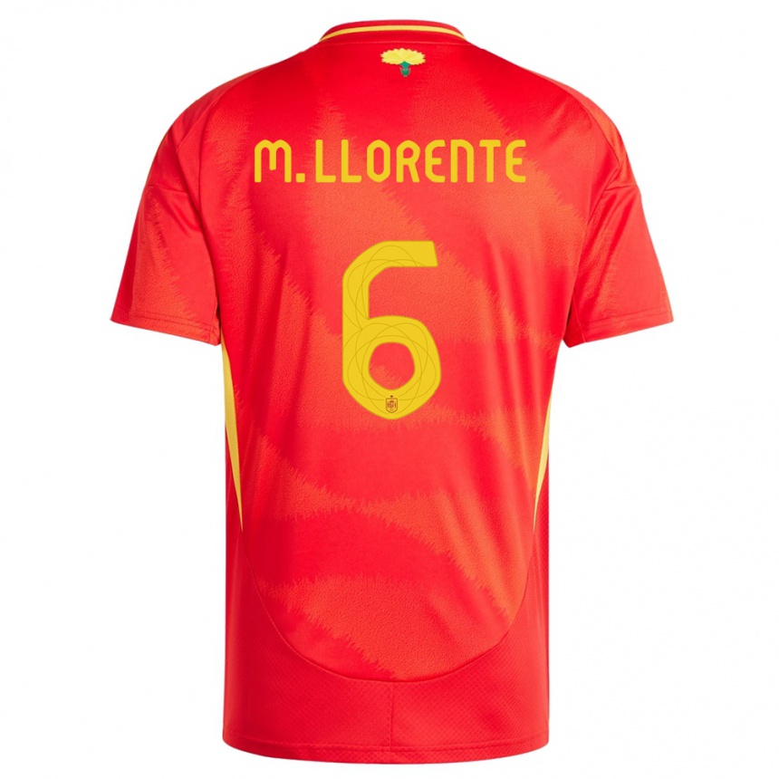 キッズフットボールスペインマルコス・ジョレンテ#6赤ホームシャツ24-26ジャージーユニフォーム