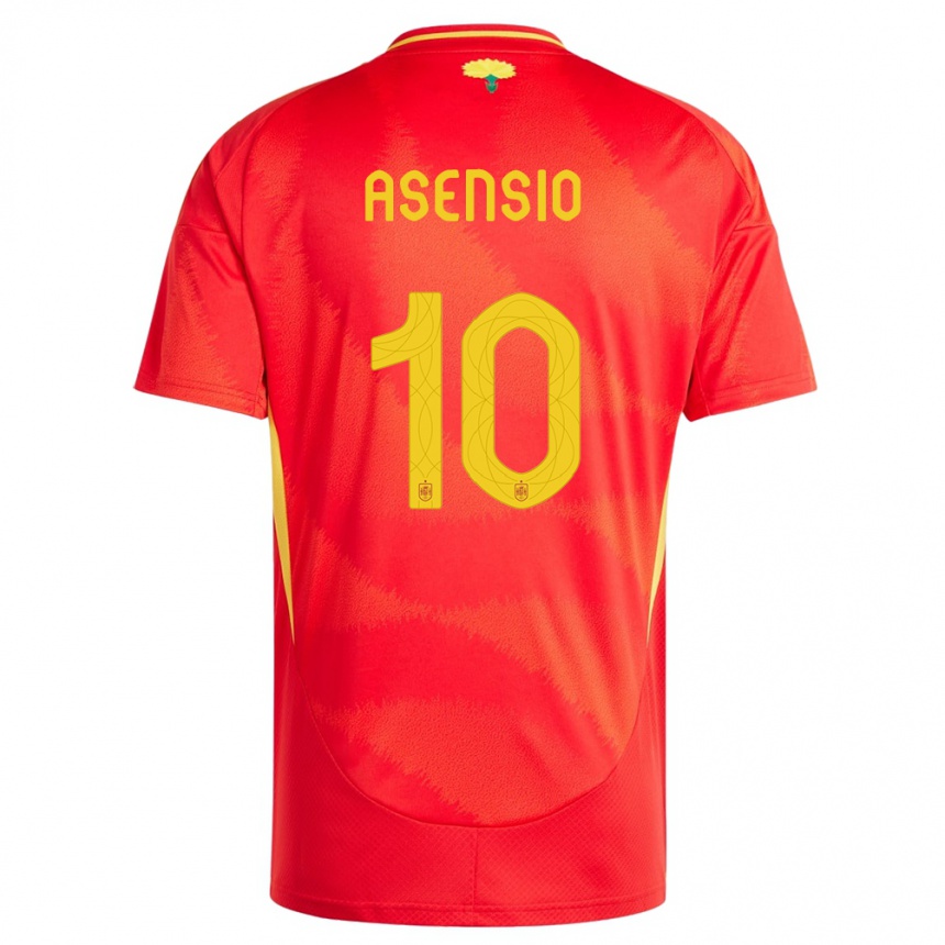 キッズフットボールスペインマルコ・アセンシオ#10赤ホームシャツ24-26ジャージーユニフォーム