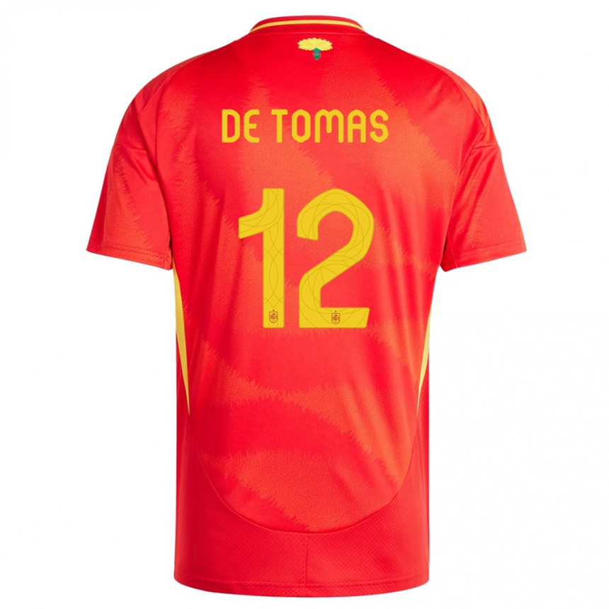 キッズフットボールスペインラウール・デ・トマス#12赤ホームシャツ24-26ジャージーユニフォーム