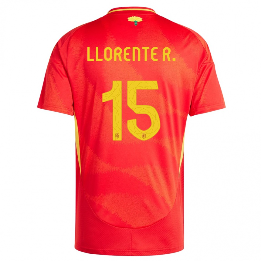 キッズフットボールスペインディエゴ・ジョレンテ#15赤ホームシャツ24-26ジャージーユニフォーム