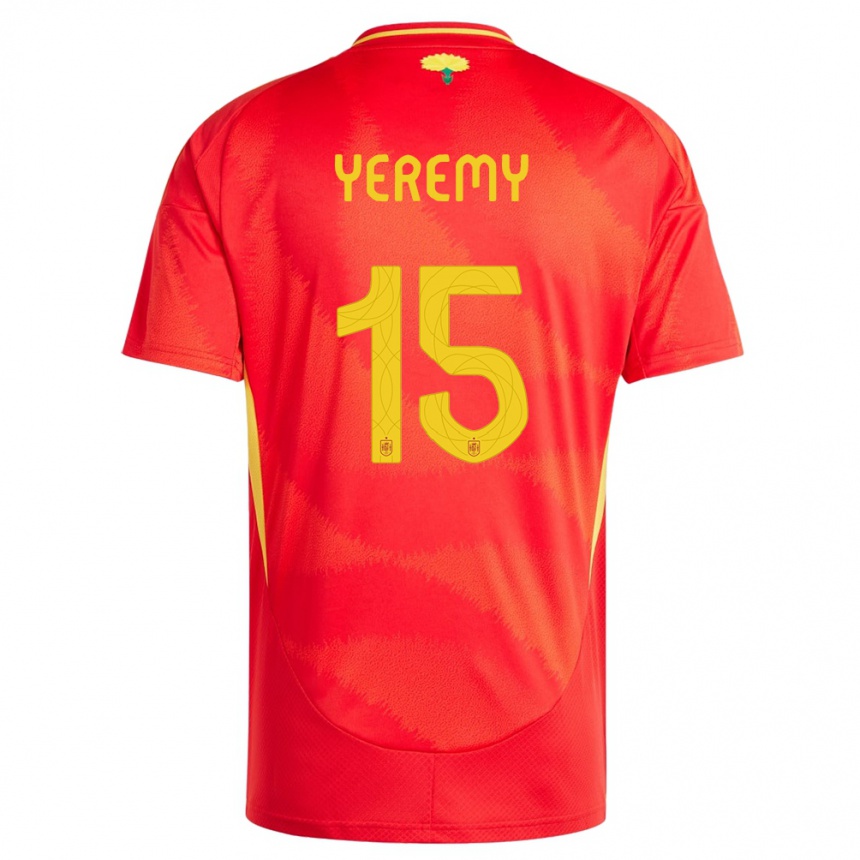 キッズフットボールスペインジェレミ・ピノ#15赤ホームシャツ24-26ジャージーユニフォーム