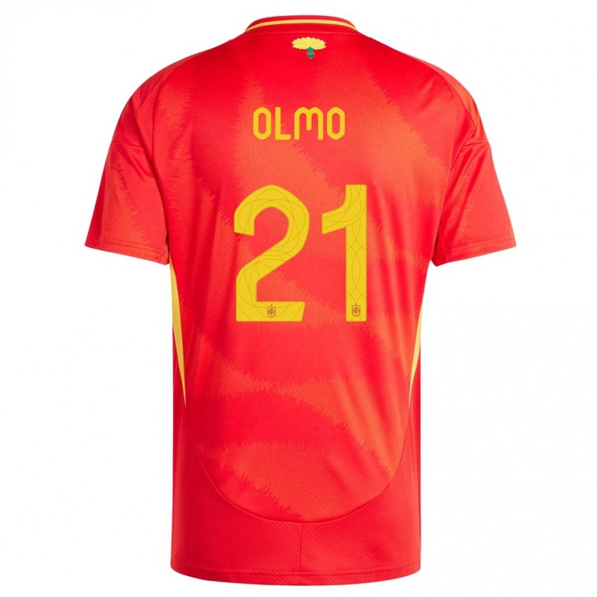 キッズフットボールスペインダニ・オルモ#21赤ホームシャツ24-26ジャージーユニフォーム