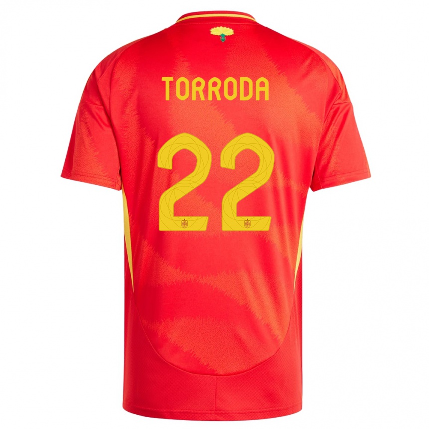 キッズフットボールスペインアンナ・トロダ#22赤ホームシャツ24-26ジャージーユニフォーム
