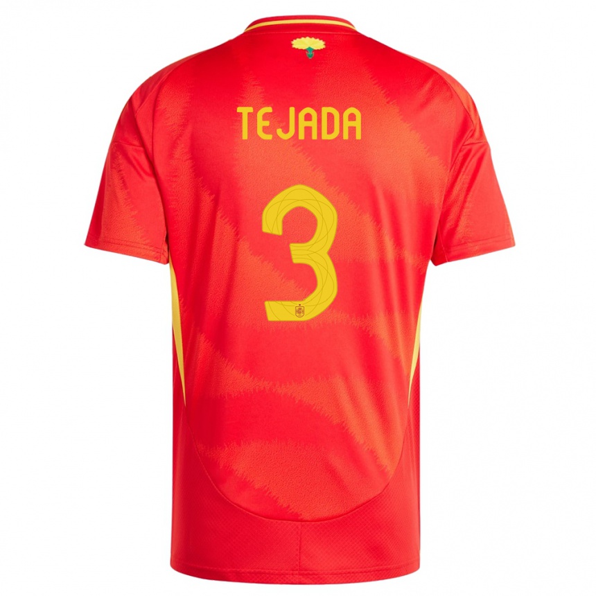 キッズフットボールスペインアナ・テハダ#3赤ホームシャツ24-26ジャージーユニフォーム