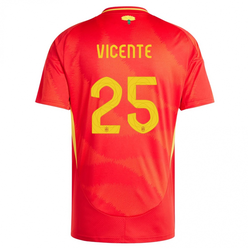 キッズフットボールスペインアイノア・ビセンテ#25赤ホームシャツ24-26ジャージーユニフォーム