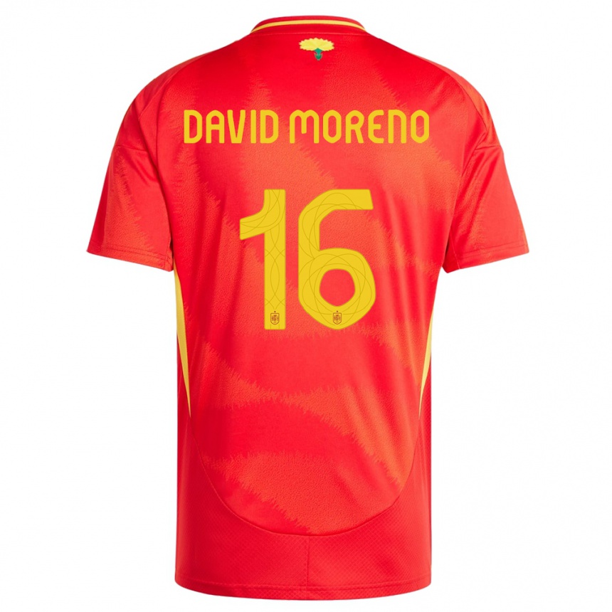 キッズフットボールスペインアントニオ・デビッド・モレノ#16赤ホームシャツ24-26ジャージーユニフォーム