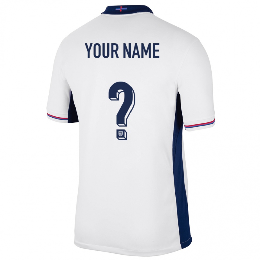 キッズフットボールイングランドあなたの名前#0白ホームシャツ24-26ジャージーユニフォーム
