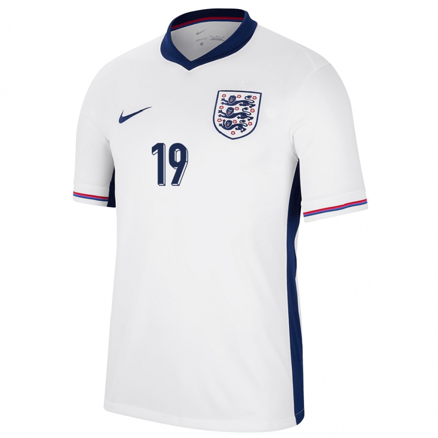キッズフットボールイングランドリー・ジョナス#19白ホームシャツ24-26ジャージーユニフォーム