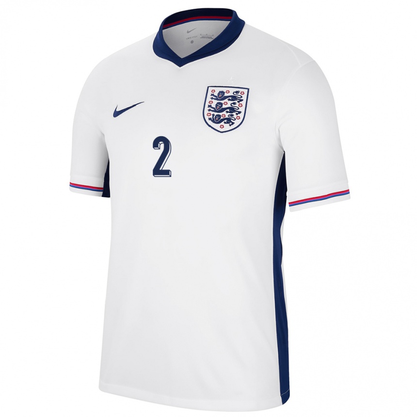 キッズフットボールイングランドマックス・アーロンズ#2白ホームシャツ24-26ジャージーユニフォーム