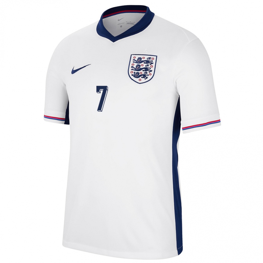キッズフットボールイングランドベス・ミード#7白ホームシャツ24-26ジャージーユニフォーム