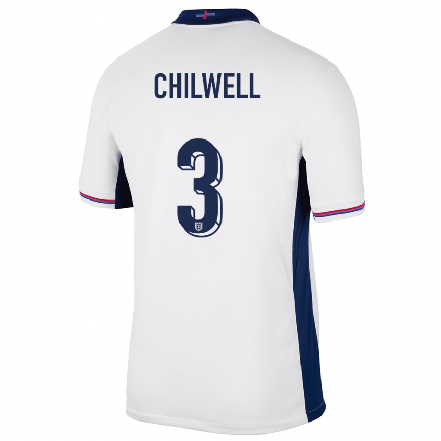 キッズフットボールイングランドベン・チルウェル#3白ホームシャツ24-26ジャージーユニフォーム