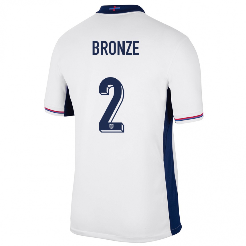 キッズフットボールイングランドルーシー・ブロンズ#2白ホームシャツ24-26ジャージーユニフォーム