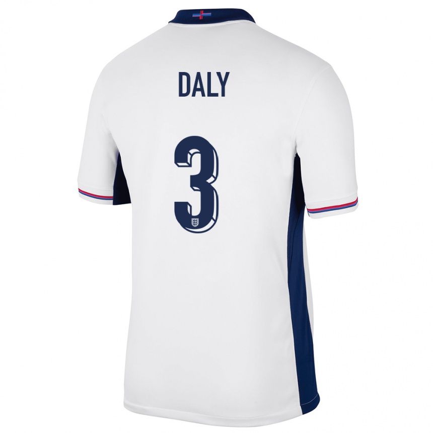 キッズフットボールイングランドレーチェル・デーリー#3白ホームシャツ24-26ジャージーユニフォーム