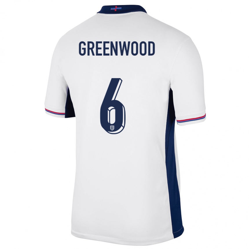 キッズフットボールイングランドアレックス・グリーンウッド#6白ホームシャツ24-26ジャージーユニフォーム