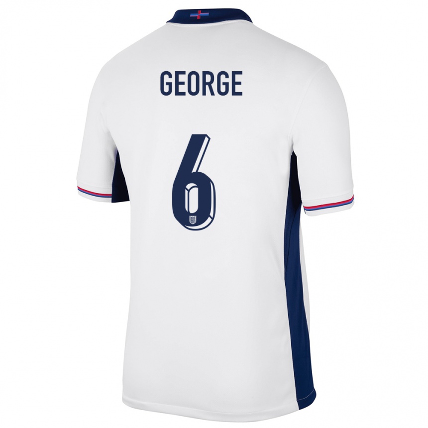 キッズフットボールイングランドギャビー・ジョージ#6白ホームシャツ24-26ジャージーユニフォーム