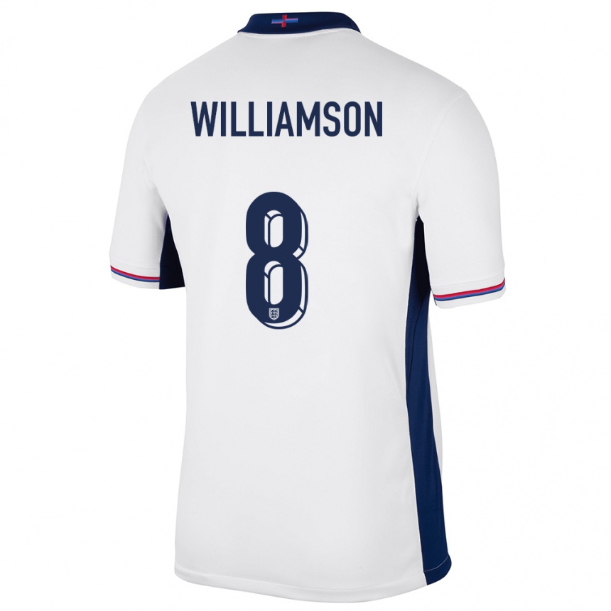 キッズフットボールイングランドリア・ウィリアムソン#8白ホームシャツ24-26ジャージーユニフォーム