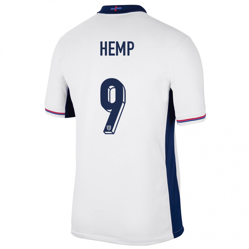 キッズフットボールイングランドローレン・ヘンプ#9白ホームシャツ24-26ジャージーユニフォーム