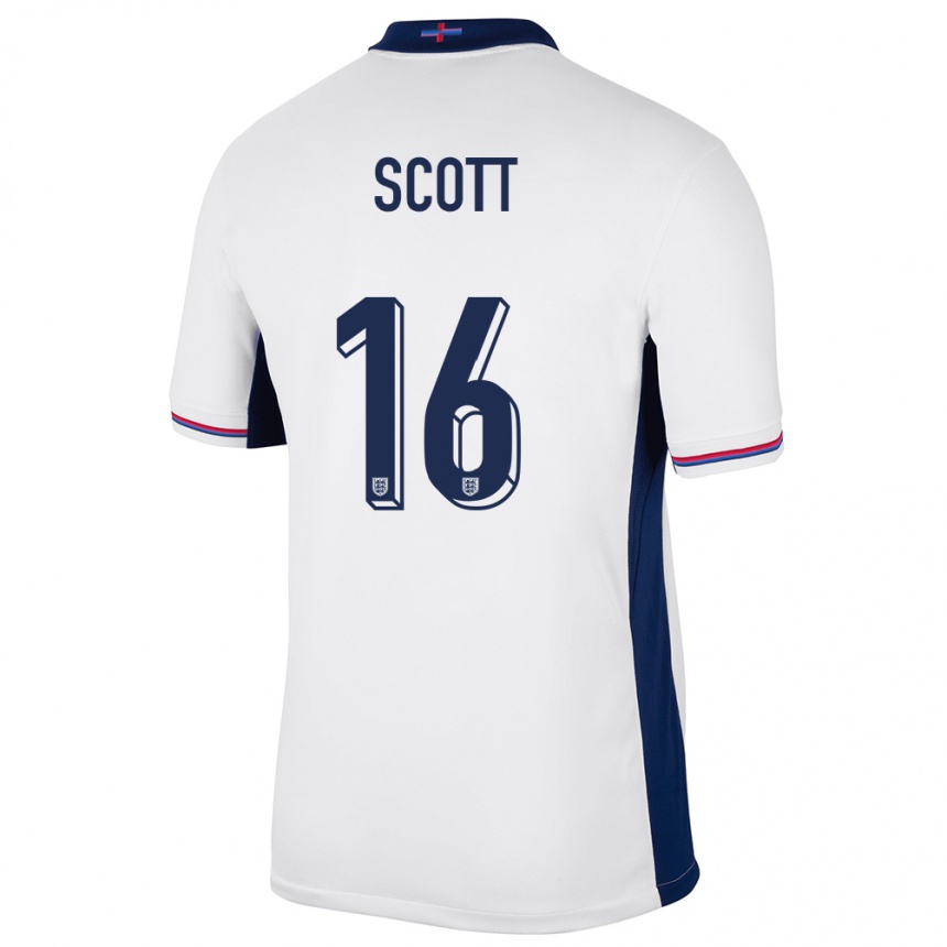 キッズフットボールイングランドジル・スコット#16白ホームシャツ24-26ジャージーユニフォーム