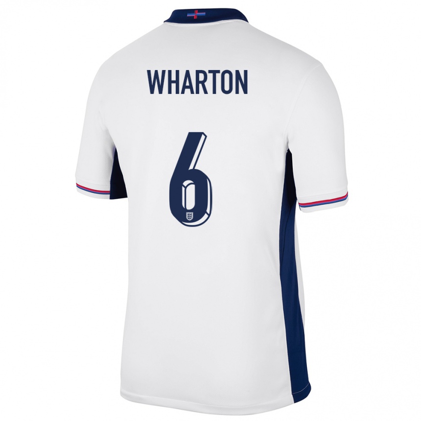 キッズフットボールイングランドアダム・ウォートン#6白ホームシャツ24-26ジャージーユニフォーム