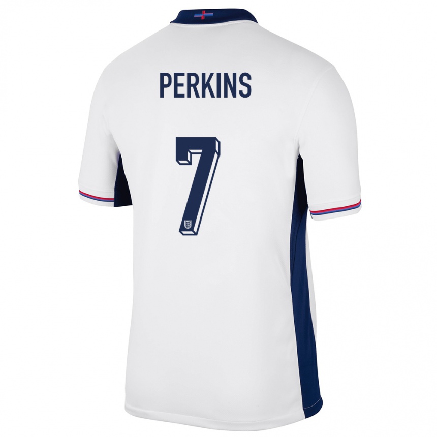 キッズフットボールイングランドソニー・パーキンス#7白ホームシャツ24-26ジャージーユニフォーム