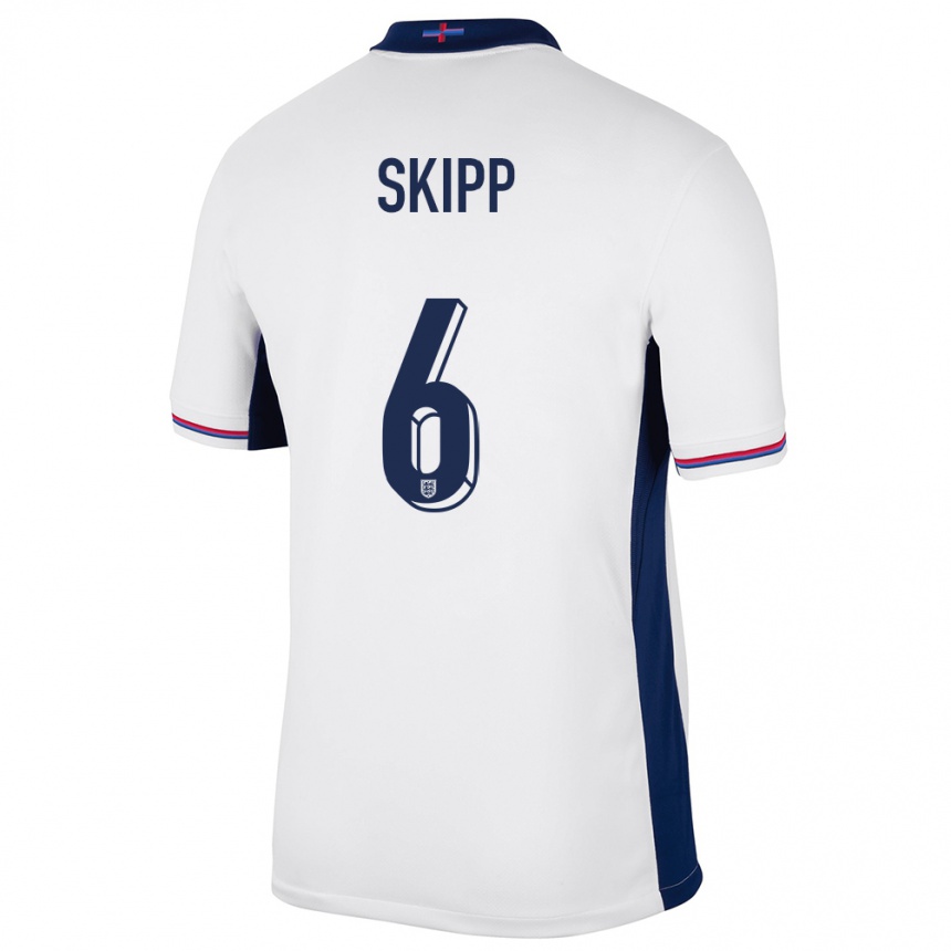 キッズフットボールイングランドオリヴァー・スキップ#6白ホームシャツ24-26ジャージーユニフォーム