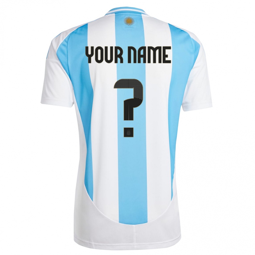 キッズフットボールアルゼンチンあなたの名前#0白 青ホームシャツ24-26ジャージーユニフォーム