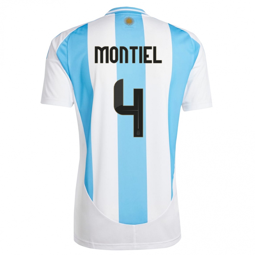 キッズフットボールアルゼンチンゴンサロ・モンティエル#4白 青ホームシャツ24-26ジャージーユニフォーム