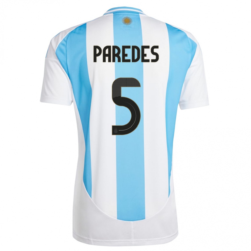 キッズフットボールアルゼンチンレアンドロ・パレデス#5白 青ホームシャツ24-26ジャージーユニフォーム