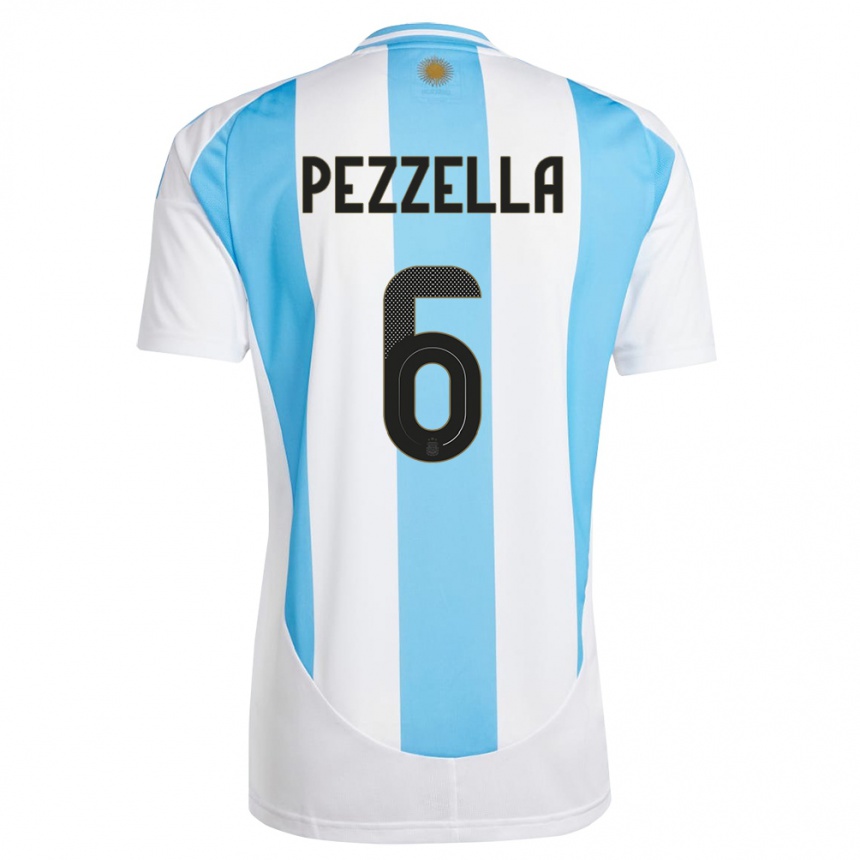 キッズフットボールアルゼンチンヘルマン・ペッセッラ#6白 青ホームシャツ24-26ジャージーユニフォーム