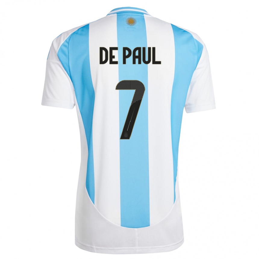 キッズフットボールアルゼンチンロドリゴ・デ・パウル#7白 青ホームシャツ24-26ジャージーユニフォーム