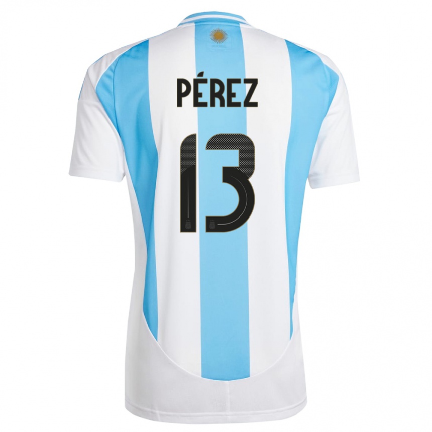 キッズフットボールアルゼンチンネウエン・ペレス#13白 青ホームシャツ24-26ジャージーユニフォーム