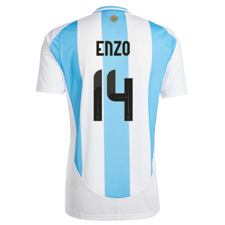 キッズフットボールアルゼンチンエンソ・フェルナンデス#14白 青ホームシャツ24-26ジャージーユニフォーム